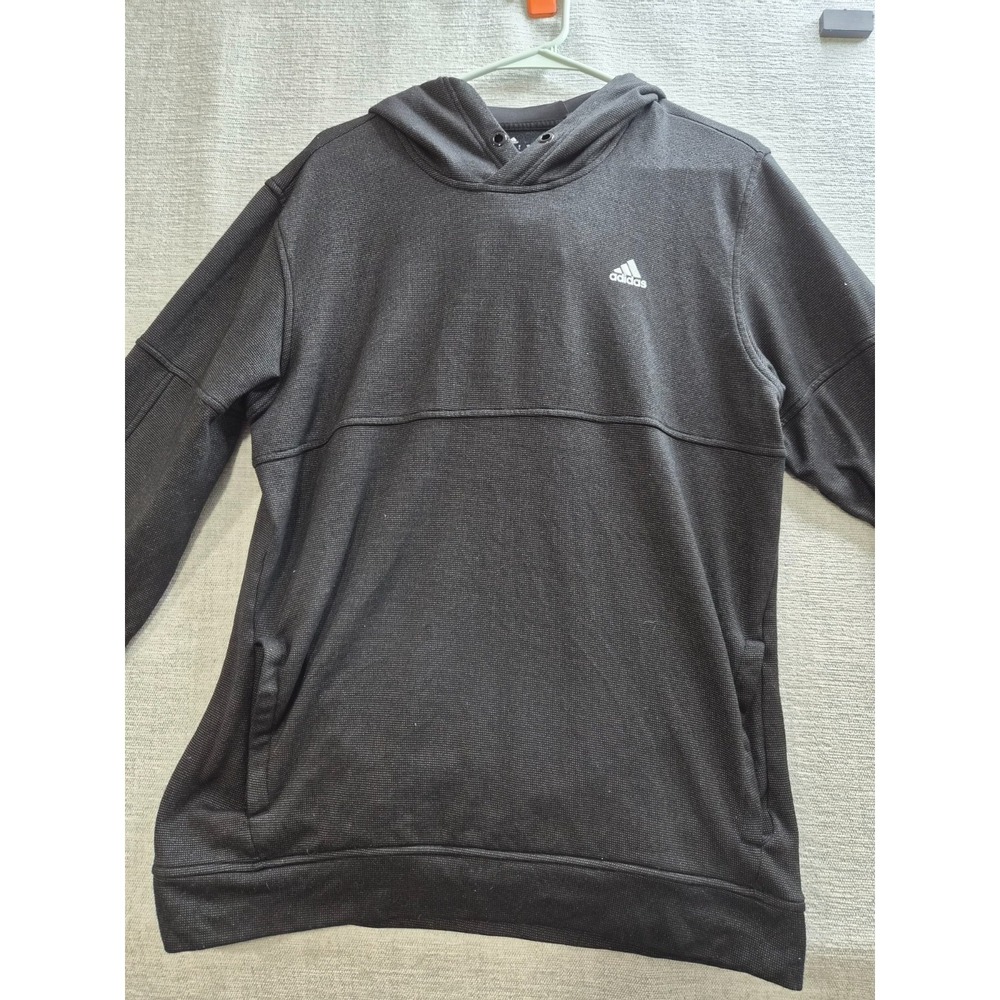 Adidas Climawarm Hoodie Mens Large Gray Graphic Logo Fleece Lined Athletic